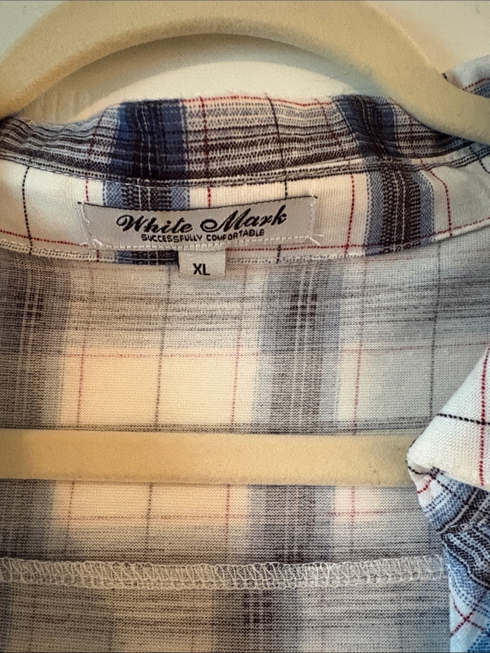 White Mark Blue and White Plaid Button-Front Shirt Dress - Picture 2 of 5